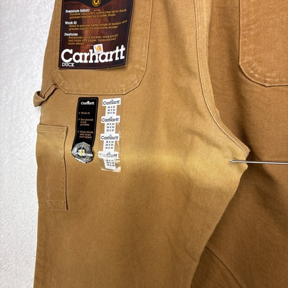 Carhartt Washed Duck Work Dungaree Pants B11 BRN 36x30 Mens USA NOS NWT